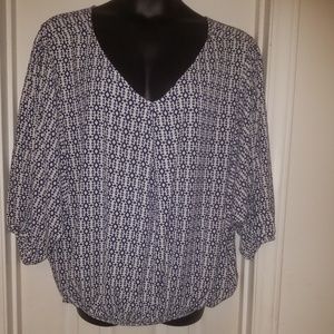 Torrid blue and white Dolman Blouse